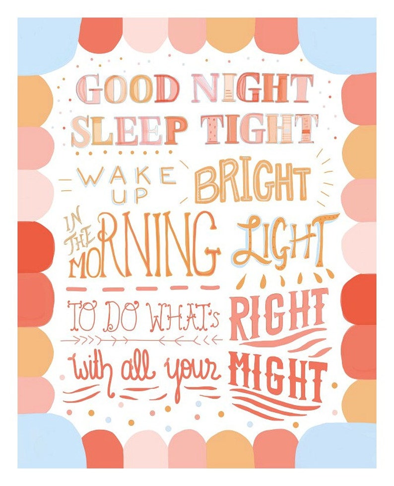 Good Night Sleep Tight Nursery Rhyme Print 8x10 Nursery Etsy