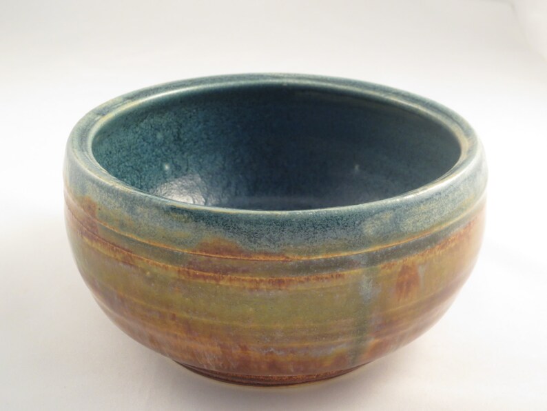 Medium Decorative Bowl Blue Glass Inside Etsy