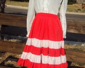 Mid Century Womens White Gunne Sax Style White Blouse Red White Polka Dot Square Dance Skirt Size S Country Dance Skirt Red Prairie Skirt
