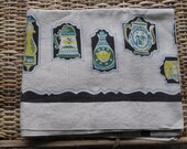Mid Century Linen Tablecloth With Tea Pot Coffee Pot Carafe Ship In A Bottle Farm House Cottage Chic Shabby Chic Retro 65 quot X 50 quot