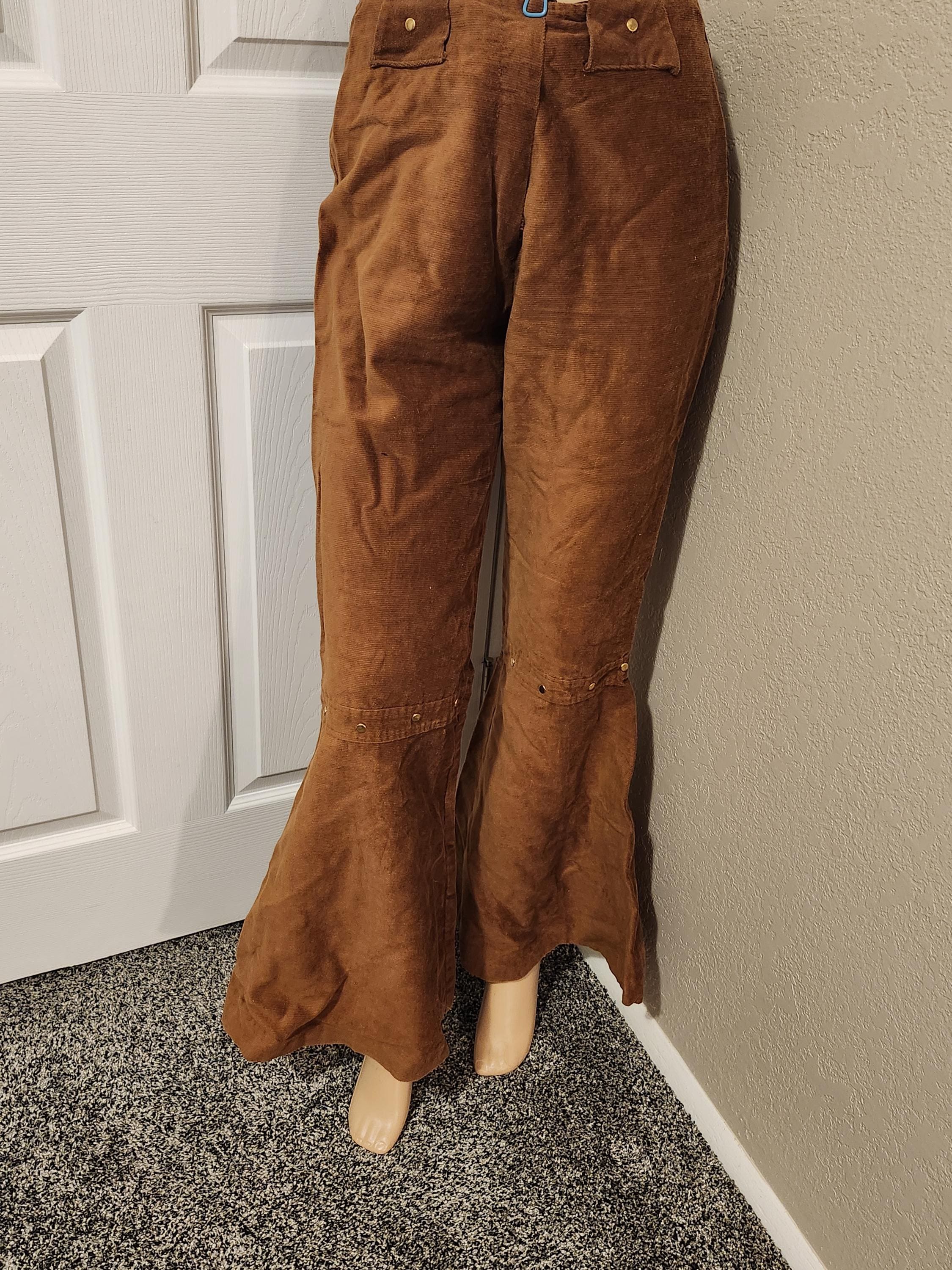 1960s-70 Women's Rust Brushed Corduroy Studded Elephant Bell
