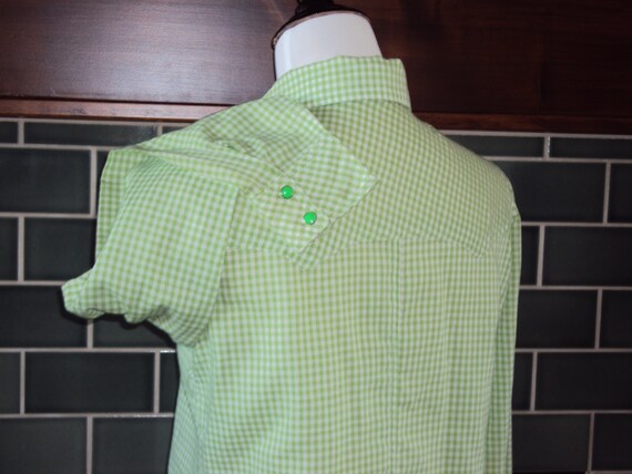 1970s Womens Lime Green/White Gingham Check Weste… - image 5