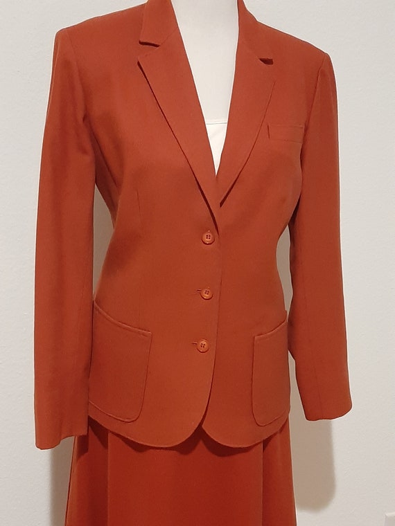 1970s Womens 2 Piece Rust Pendleton Wool Skirt Su… - image 2