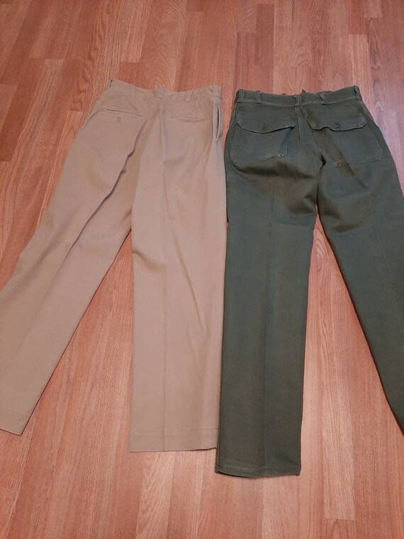 1940s-50s Mens Khaki/green Army Shirts/pants Size XXS- Xs/30/40s