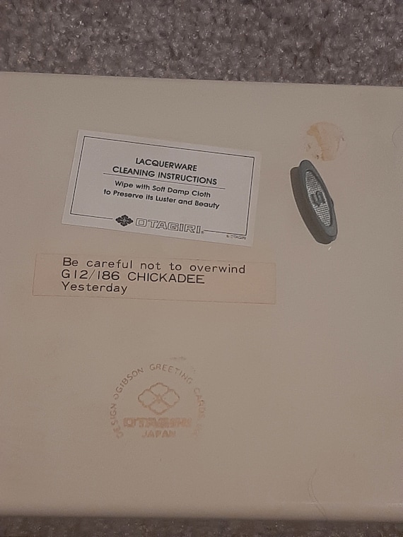 Mid Century Cream Lacquer Rectangular Chickadee M… - image 9