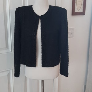 Vtg Womens Black Silk Stenay Hand Beaded Short Crop Special Occasion Jacket Size S/Special Occasion/Wedding Womens Jacket/Hand Beaded Jacket