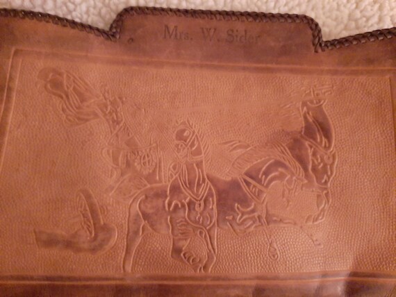 1940s-50s Womens Brown/Black Hand Tooled Equestri… - image 10