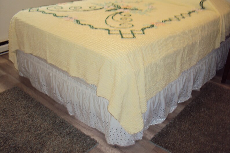 Mid Century Yellow Cotton Chenille Double/queen Bedspread/ Etsy