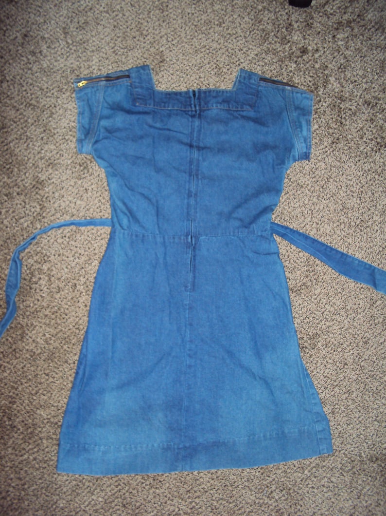 1970s Dark Wash Womens Spring Denim Dress/ Moody's Goose Denim Mini Dress Size S/ 70s Denim Short Dress/ Vintage Denim Dress/Retro Denim image 8