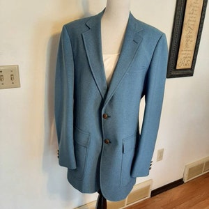 Vintage Mens Sky Blue Polyester/ Blend Hardwick Clothes Sport Coat/Blazer Size 42L/ Mens Wedding/Homecoming/Prom Sport Coat/Blazer Size 42L
