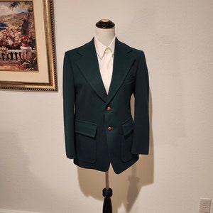 Vintage heren Kelly groen/Ierse John Blair grote revers sportjas maat 38 S/prom/bruiloft/speciale gelegenheid sportjas/donkergroene blazer