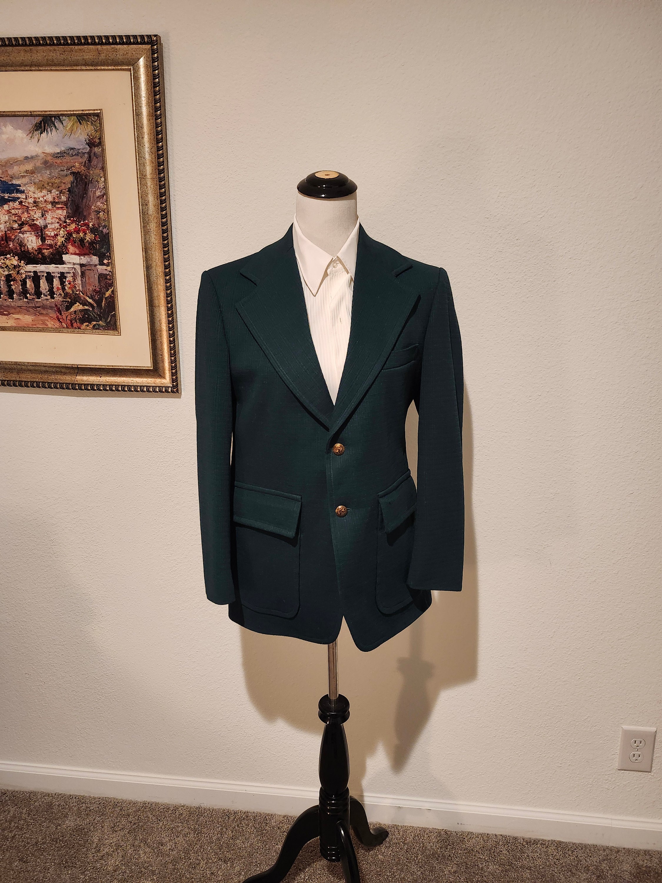 Vintage Mens Kelly Green irish John Blair Large Lapel Sport Coat Size 38 S Prom wedding special Occasion Sport Coat dark Green Blazer Etsy