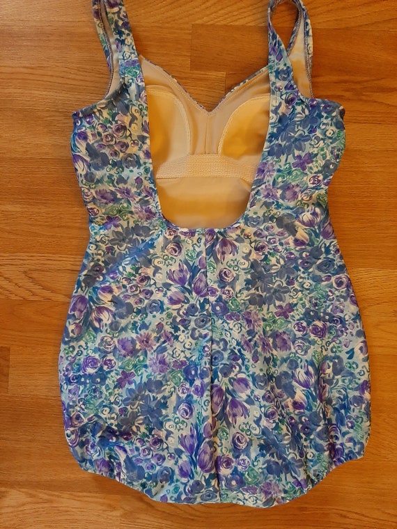 1970s Womens Robby Len Swim Fashions Floral Blue/… - image 8