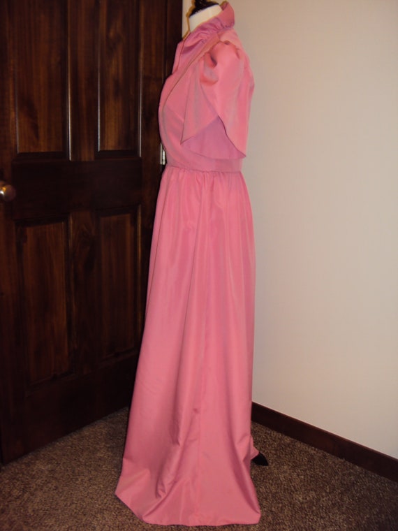 1970s Womens Dusty Rose Pink 2 Piece Polyester Ta… - image 3