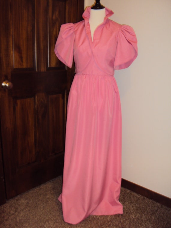 1970s Womens Dusty Rose Pink 2 Piece Polyester Ta… - image 2