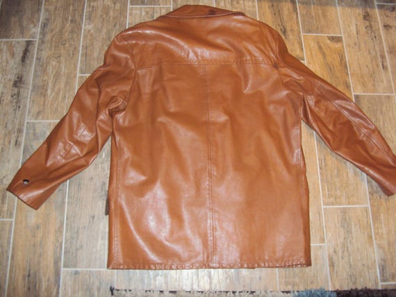 1970s Mens Montgomery Ward Caramel Tan Leather Co… - image 7