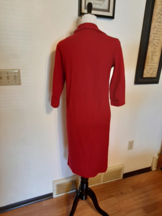 1970s Womens Red Bonded Wool Modest Coat Dress Si… - image 3