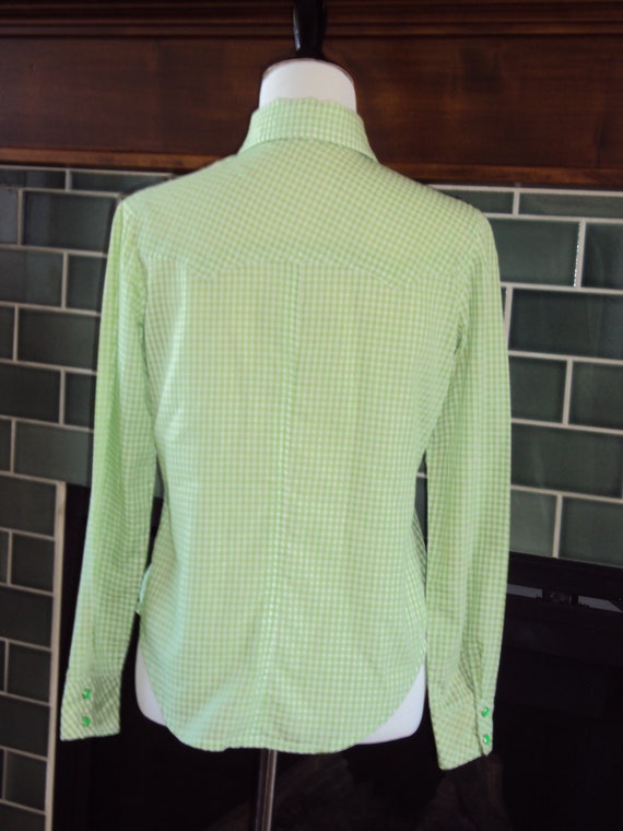 1970s Womens Lime Green/White Gingham Check Weste… - image 4