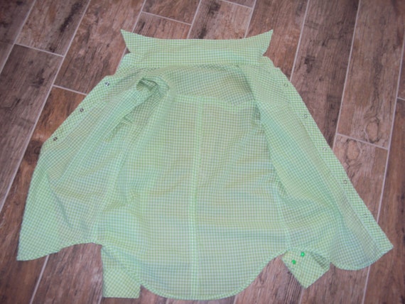 1970s Womens Lime Green/White Gingham Check Weste… - image 6