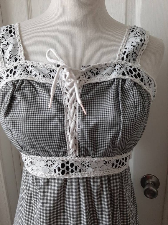 1970s Womens Black Gray/White Gingham Check Darli… - image 3