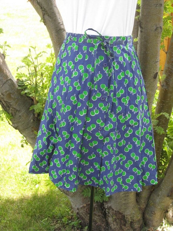 1960s 70s Womens Sanibel Sport Navy lime Green Adjustable Waist Skirt Knee Length Skirt Tie Belt Skirt Vintage Cotton Skirt Size XS S Etsy