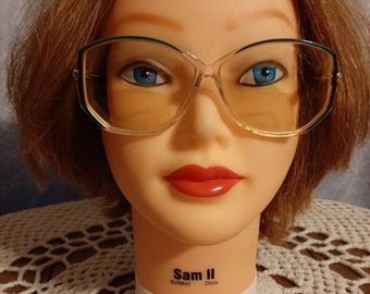 1970s Womens Oversized Silhouette Teal Green/Clear Round/Square RX Eyeglasses SPX M 1793 /20 6050 54 9 130/Made In Austria Oversize Eyewear