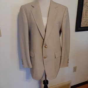 1980s Mens Light Tan/Beige Spring/Summer Sport Coat/Blazer Size 40 S/Vtg Mens Beige Linen Sport Jacket/Blazer Size 40 S/Prom/Wedding Blazer