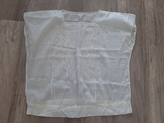 1930s-40s Womens White Sheer Cotton Chemise Size … - image 7