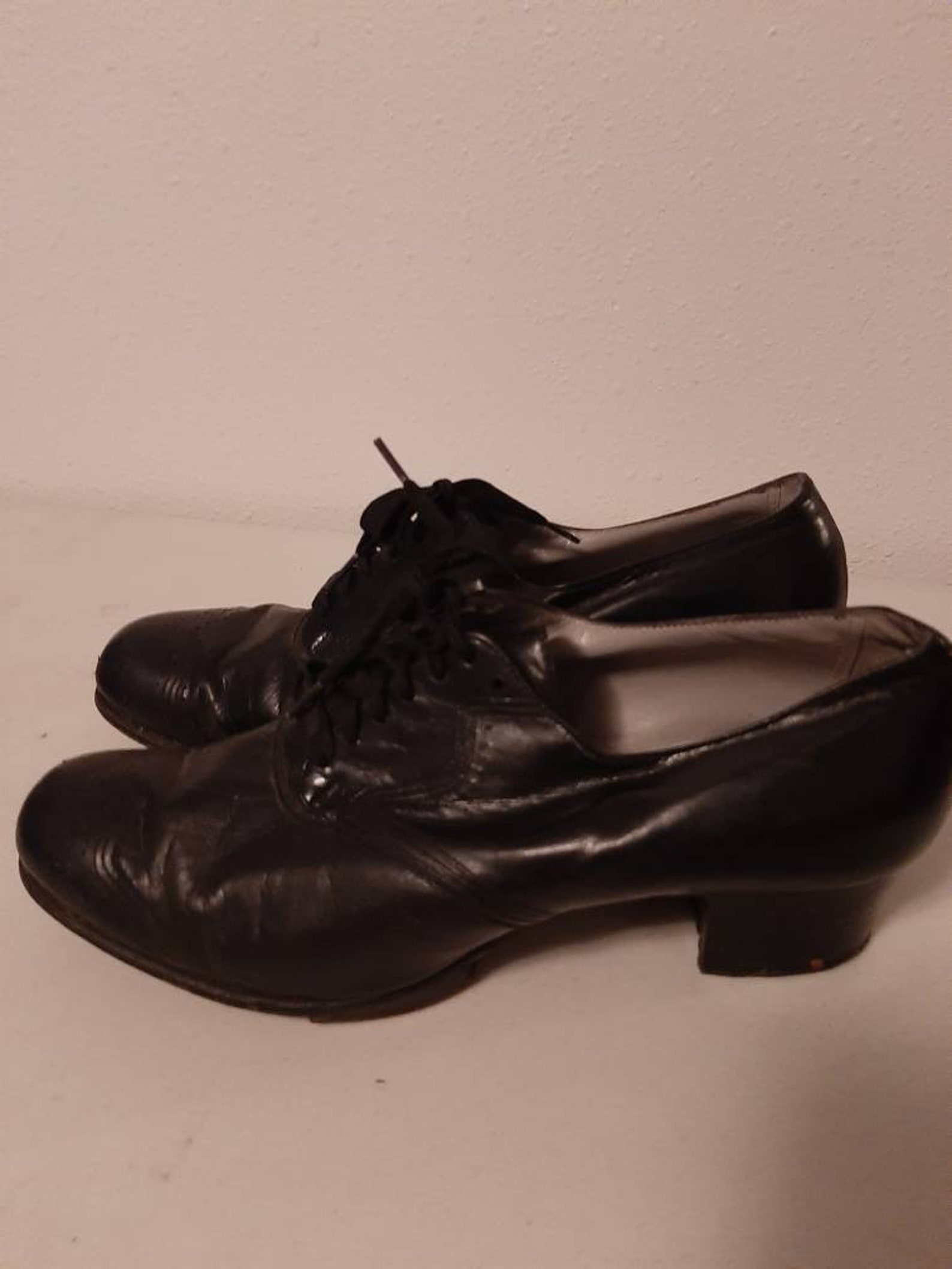 1930s-40s Womens Black Leather Selby Oxford Tie Shoes With | Etsy