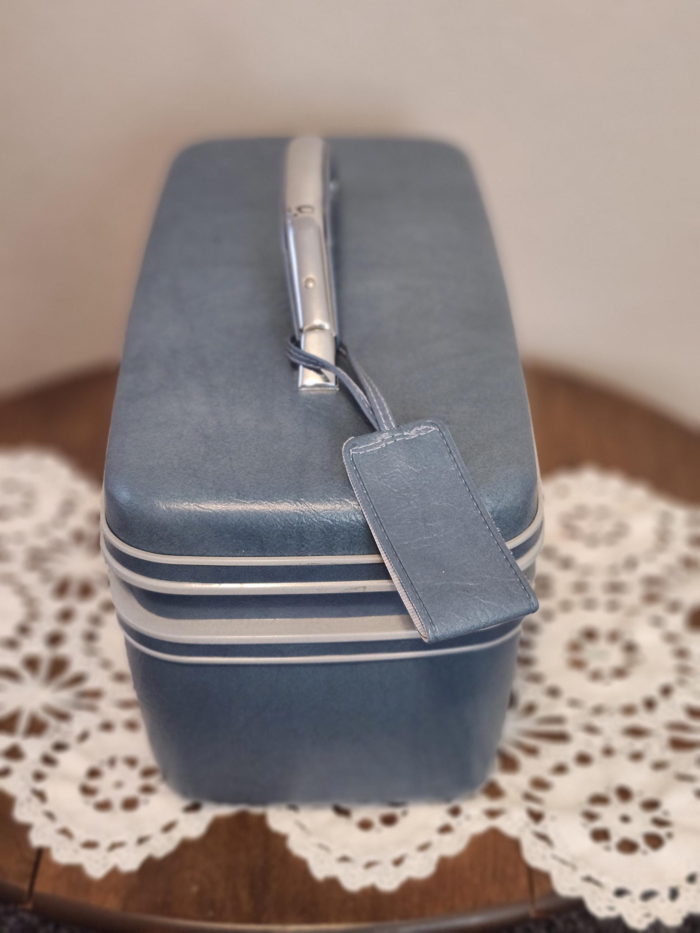 1980s-90s Aqua Blue Samsonite Pebbled Hard Side Plastic With
