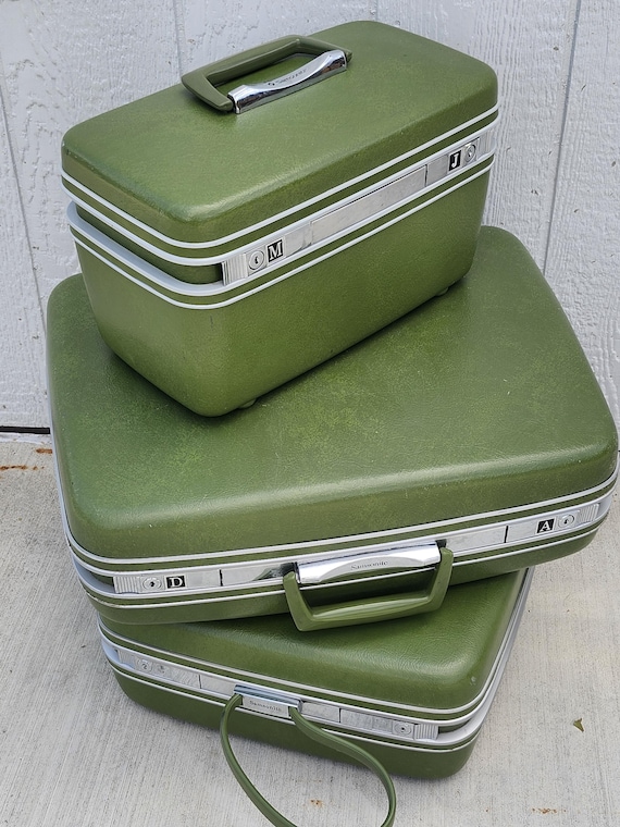 3 Piece 1960s-70 Avocado Green Silhouette Samsonite Luggage