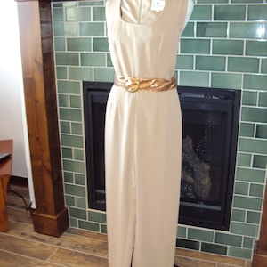 1990s Fattaneh Bahari Tan/Taupe/Beige Suit/ Jumpsuit/Onepiece/Romper/Onesie/ Size 10 Made In USA/ Spring Sleeveless Jumpsuit