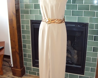 1990er Fattaneh Bahari Tan/Taupe/Beige Anzug/Onepiece/Strampler/Onesie/ Größe 10 Made in USA/ Spring Sleeveless Jumpsuit