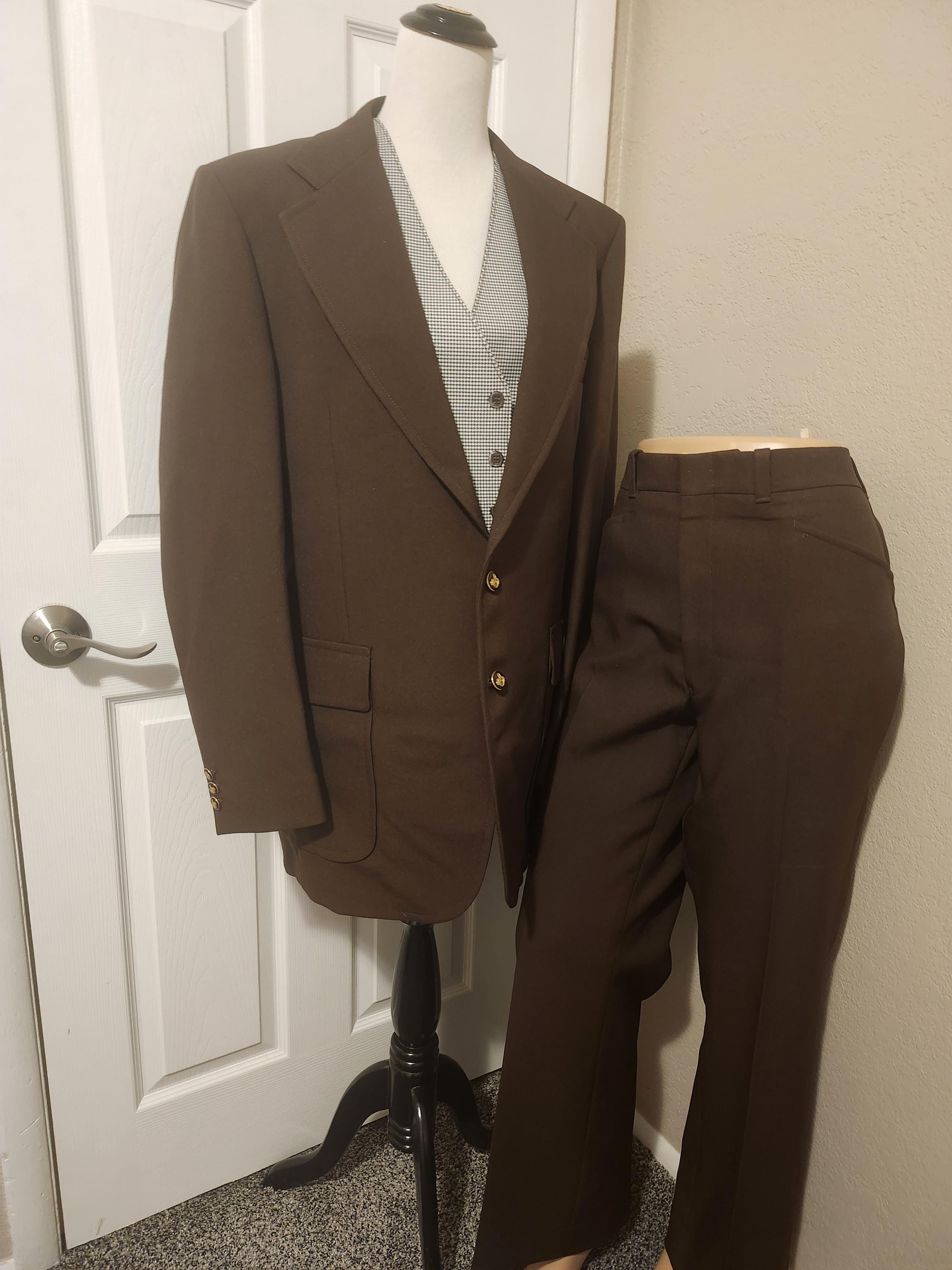 Brown Polyester Suit