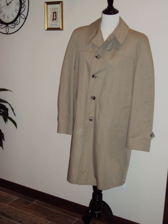 1970s-80s Mens Khaki Tan Lined Johnny Carson Tren… - image 2