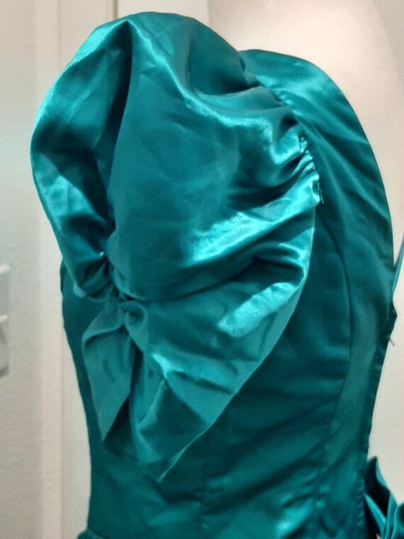 1980s-90s Womens Teal Green Satin Prom/Bridesmaid… - image 6