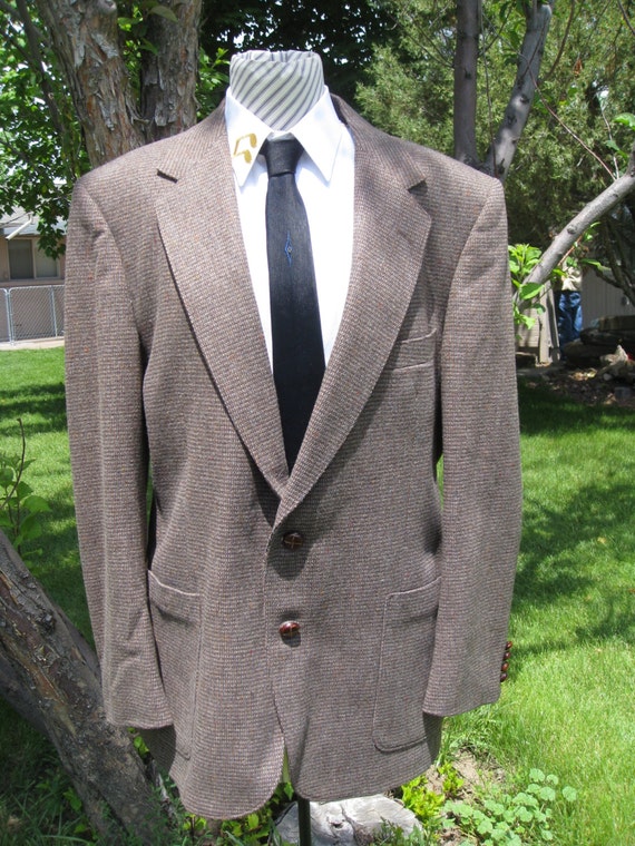 1970's Vintage Polyester/Wool/Linen Men's Brown Tw