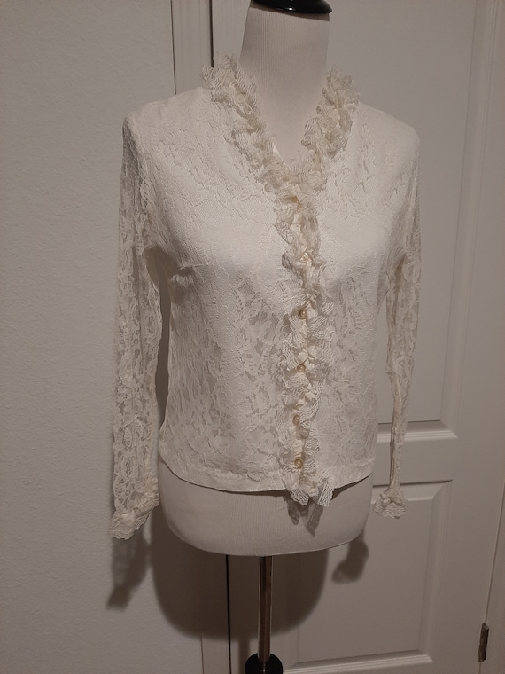 1970s Womens Ivory/Cream Romantic Lace Quartet Fas