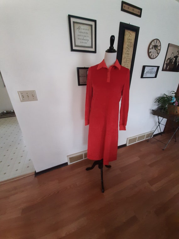 1970s Womens Orange/Red Butte Stretch Velour Long… - image 2