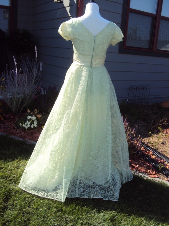 1960s 70s Womens Light Mint Green Taffeta Lace Formal Dress Etsy