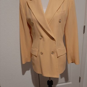 1980s-90s Womens Goldenrod Evan Picone Double Breasted Lined Fall Blazer Size 10/ Vintage Womens Long Boyfriend Blazer/Jacket Size M
