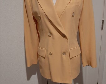 1980s-90s Womens Goldrute Evan Picone Zweireiher gefüttert Herbst Blazer Größe 10 / Vintage Womens Long Boyfriend Blazer/Jacke Größe M