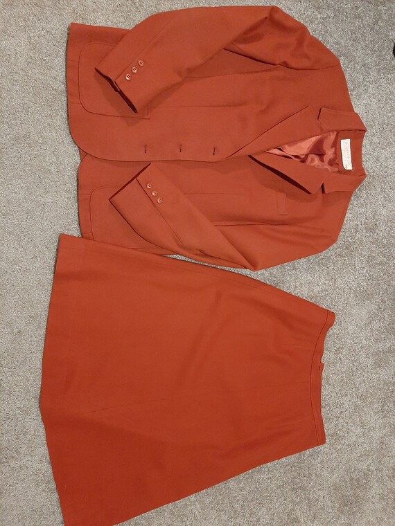 1970s Womens 2 Piece Rust Pendleton Wool Skirt Su… - image 9