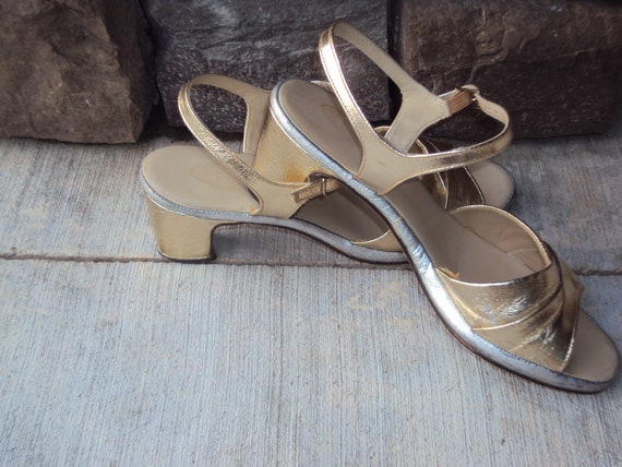 gold lame sandals