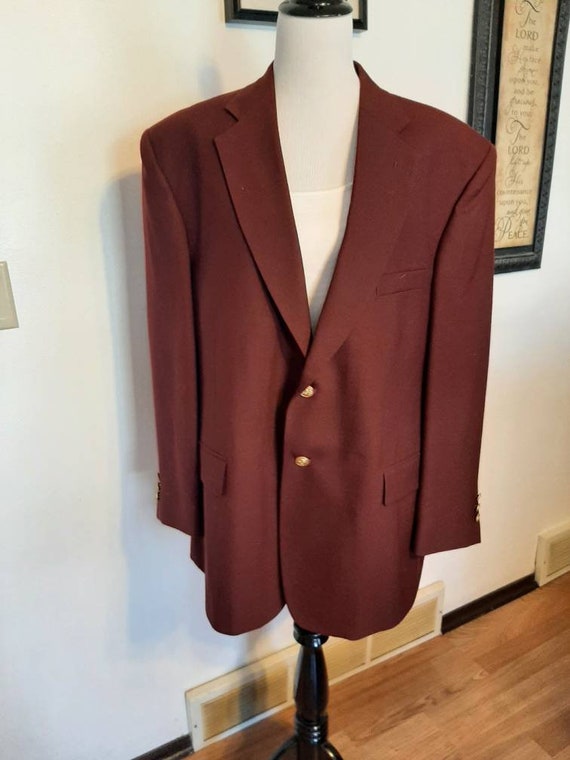 Vintage Mens Polyester/wool Stafford Maroon Blazer/sport Coat Size 44 S/  Mens Maroon/burgundy Wedding/prom Sport Coat/blazer Size 44 S 