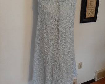 1960s Womens Baby Blue Rhapsody Fashion Created By Glazier Nylon/Lace Lingerie Robe/Nighty Size M-L/ Vtg Blue Pin Up Lingerie Size M-L