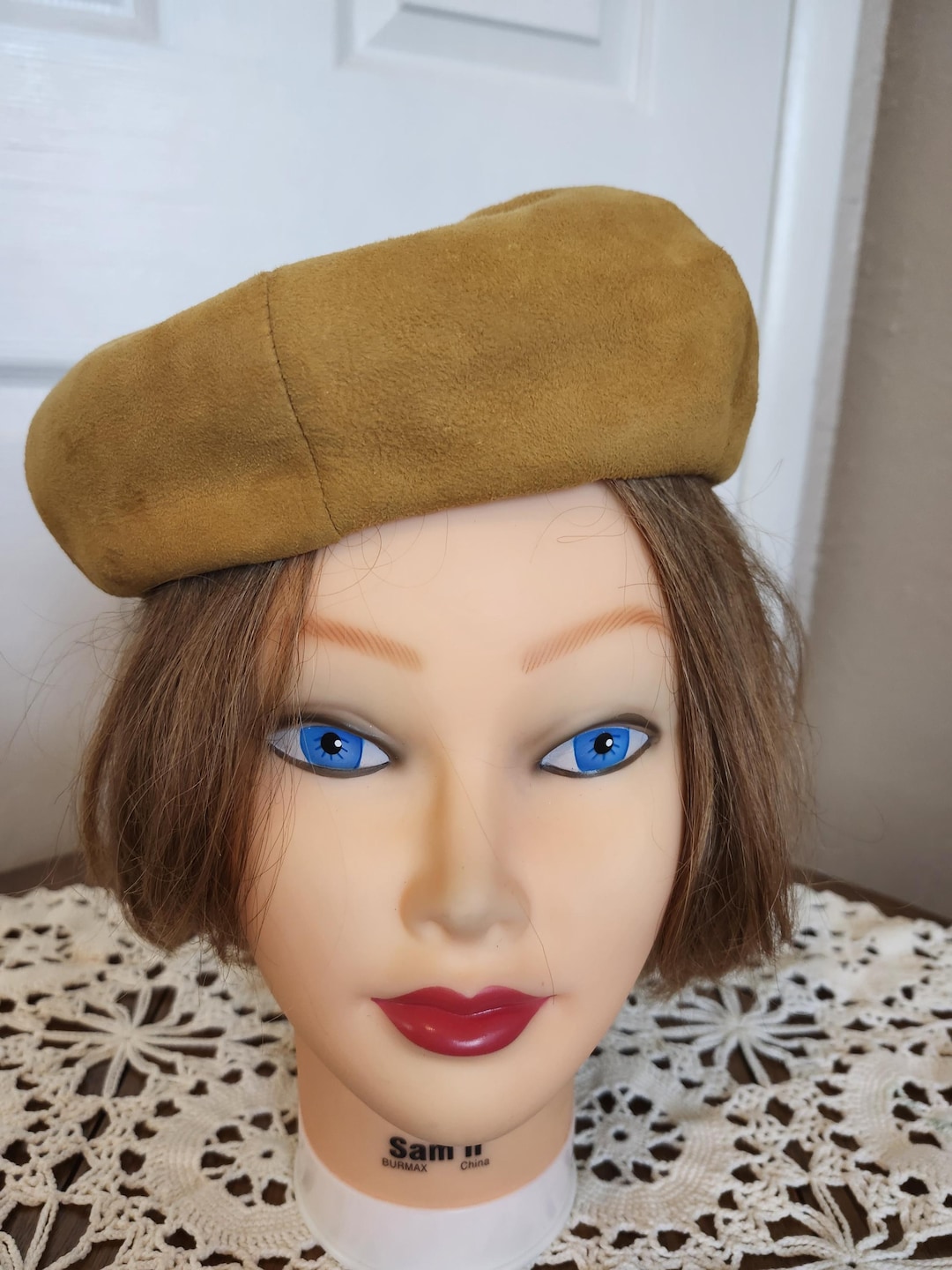 Mid Century Fall Gold Soft Suede Beret/tam/cap/schoolboy Hat  display picture 1