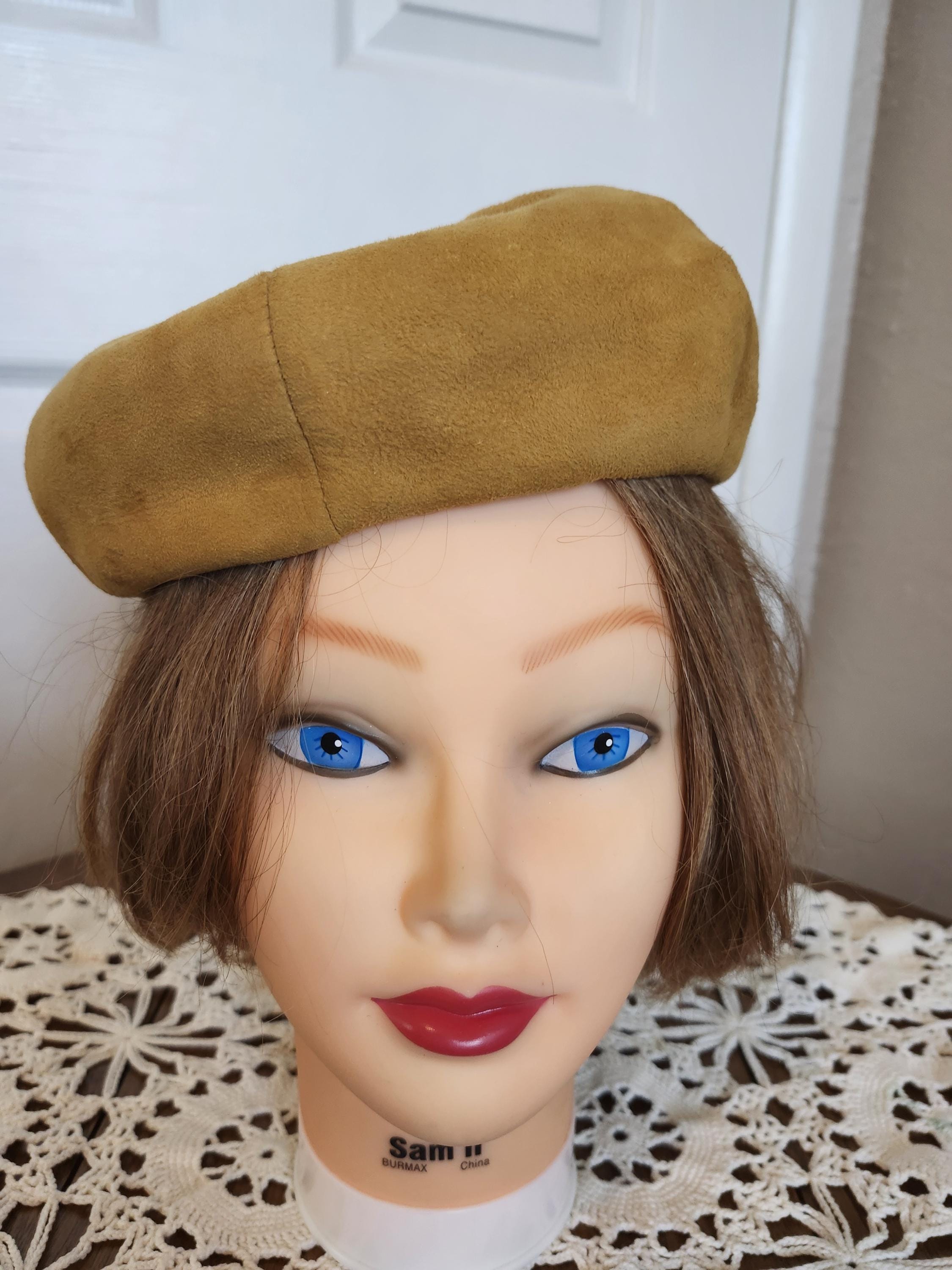 Classic Brown Suede Beret from Ukrainian brand Hoops.ua, size 56 cm il_fullxfull.6190061894_ifje.jpg main image 3