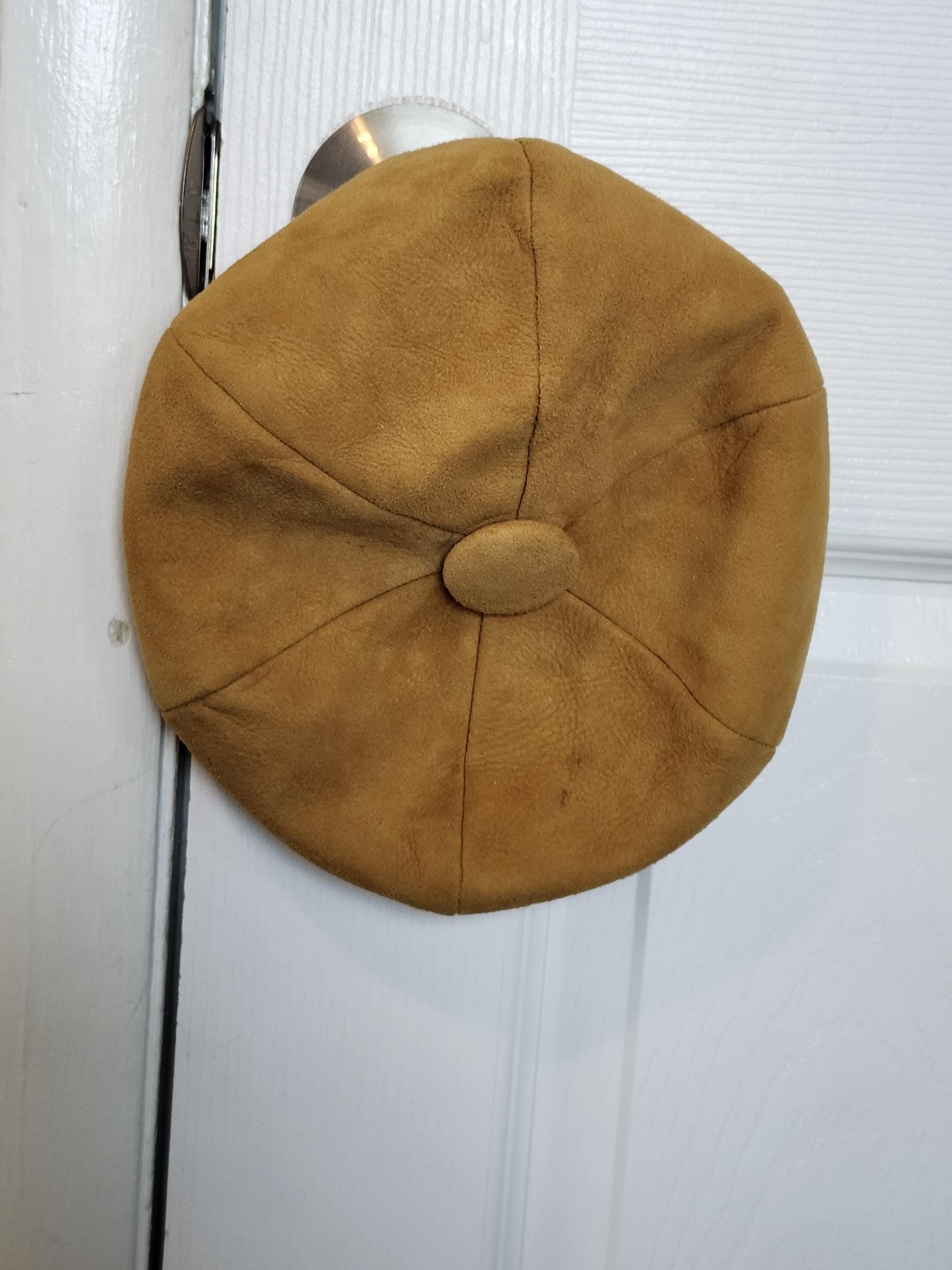 Mid Century Fall Gold Soft Suede Beret/tam/cap/schoolboy Hat  display picture 2