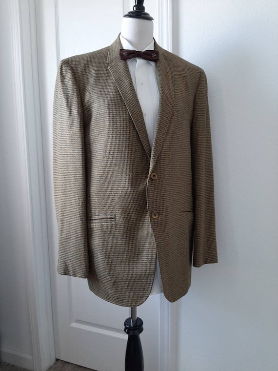 1960s 70s Mens Partially Lined Chartreuse Green gold Wool Houndstooth Check Hendrix Square Sport Coat blazer Size 42 mens Wedding Blazers 42 Etsy Ireland
